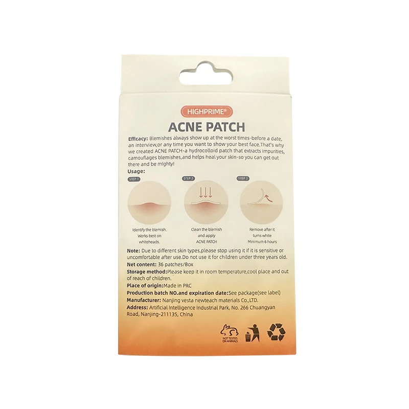 OEM Custom Acne Patch Boxes Hydrocolloid Face Pimple Patches For Acne