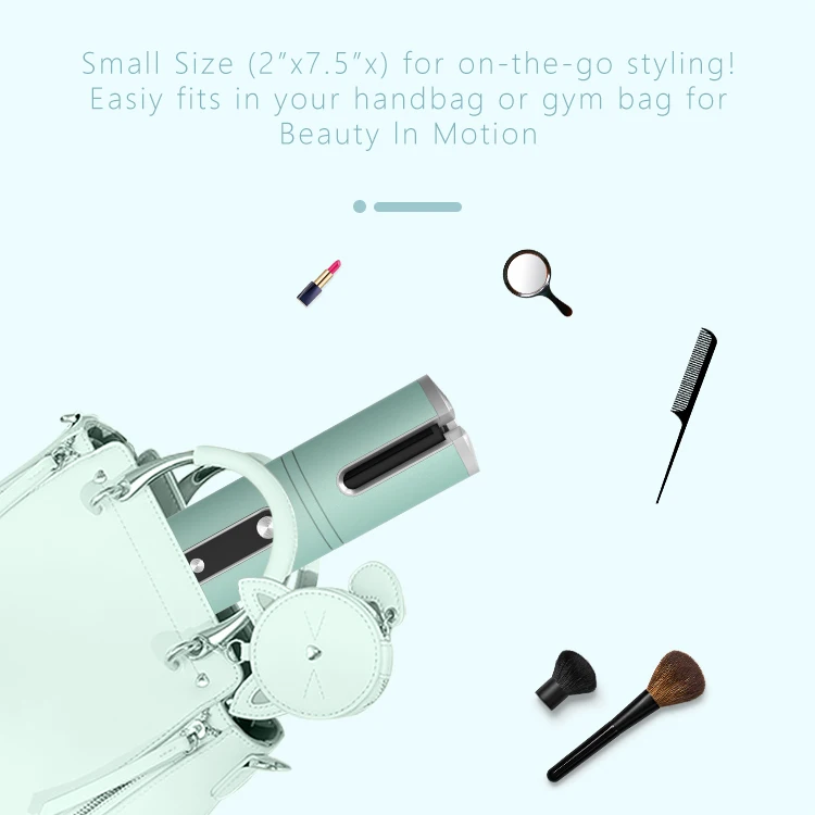 Portable Mini LCD Display cordless Auto hair Curling Iron Wireless USB Hair Curler