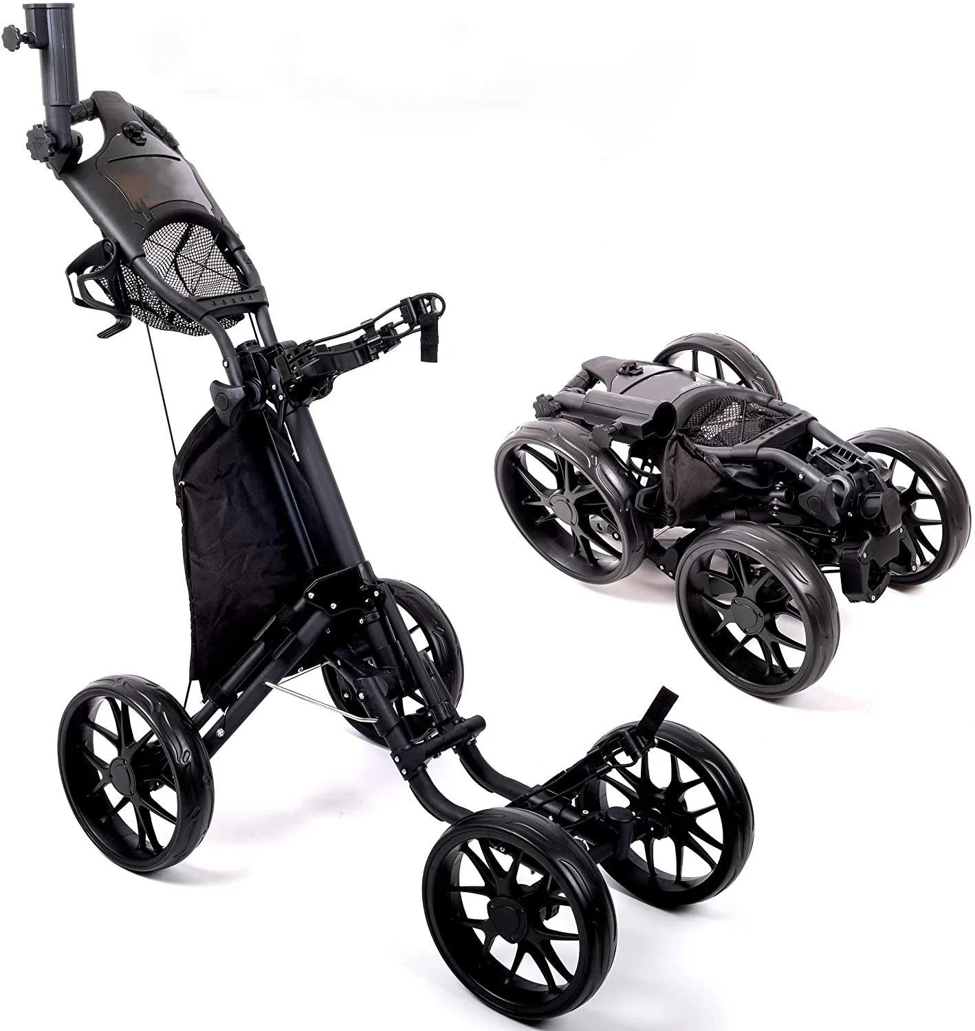 Foldable Design 4 Wheels Lightweight Golf Cart for Golf Bag Easy to Open Golf Push Cart with Scorecard Drink Holder