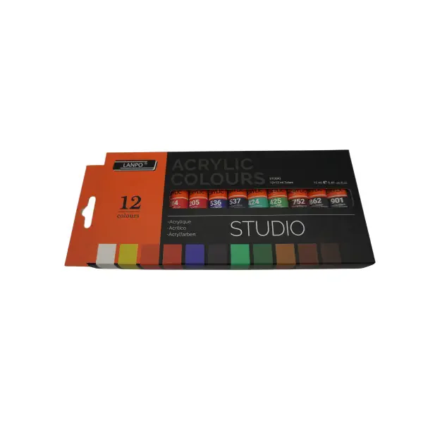 Lanpo 12 ml Tube 12-Color Quick Drying Water Soluble Acrylic Art Paints Art Set for Canvas Glass Paper-Wholesale
