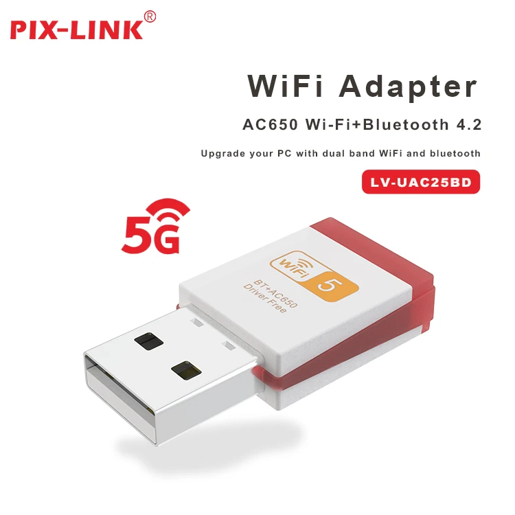 PIX-Link 5G Network Adapters For Pc USB 3.0 Wireless Adapter with 650Mbps WiFi receiver Portable Support Windows 7/8.1/10/11