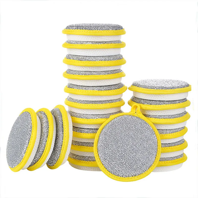 Wholesale Magic Double-sided Kitchen Dish Washing Cleaning Sponge Round Sponge Pads