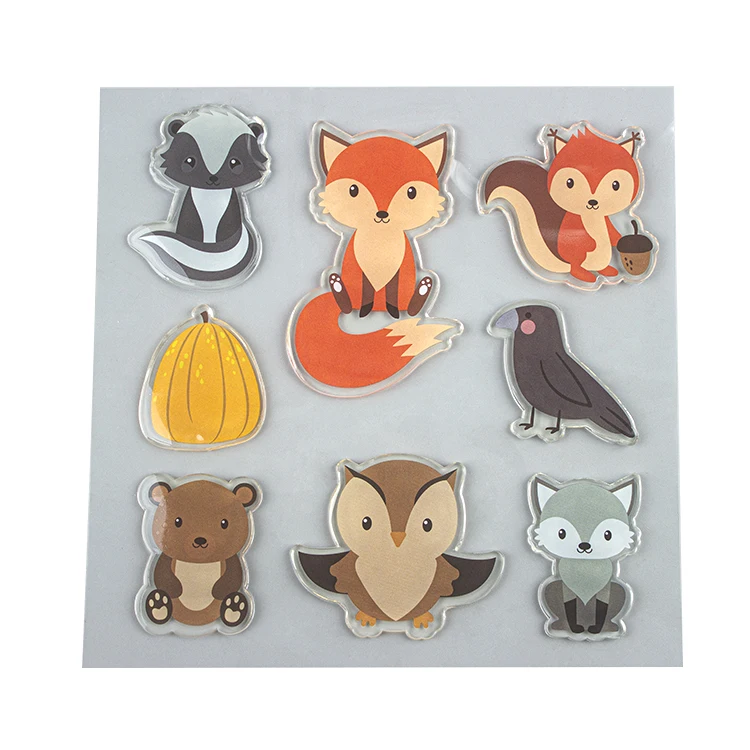 Hot sales Gel Cling Sticker Kids DIY Cartoon TPR No Glue Removable Window Decal Jelly Sticker