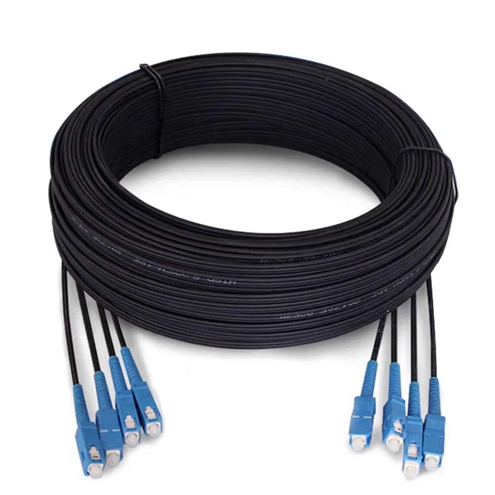 Производитель FTTH открытый волоконно-оптический кабель оптического волокна кабеля падения Черная куртка FRP G657A1 4 ядро одиночного режима