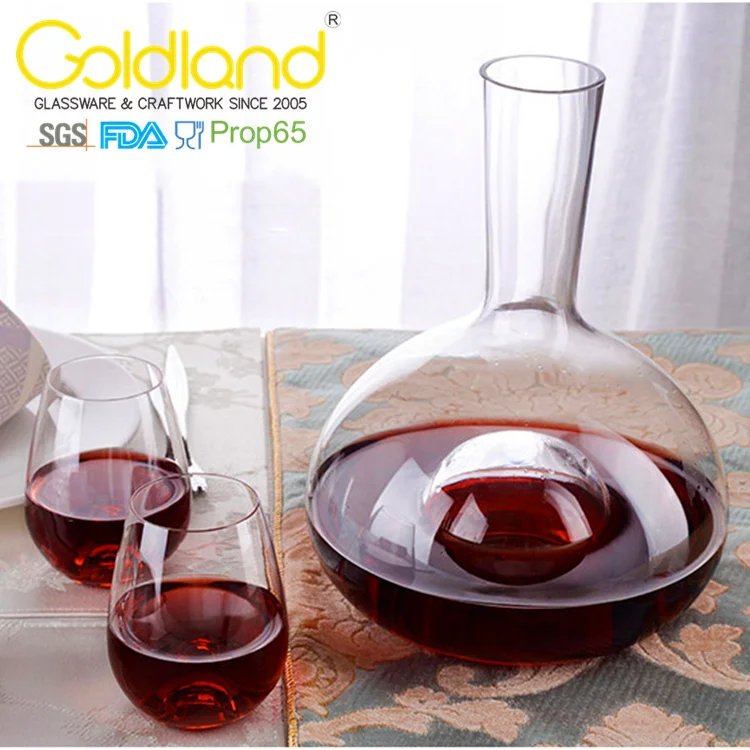 lead-free Crystal Glass wine carafe handmade teardrop bottom wine decanter