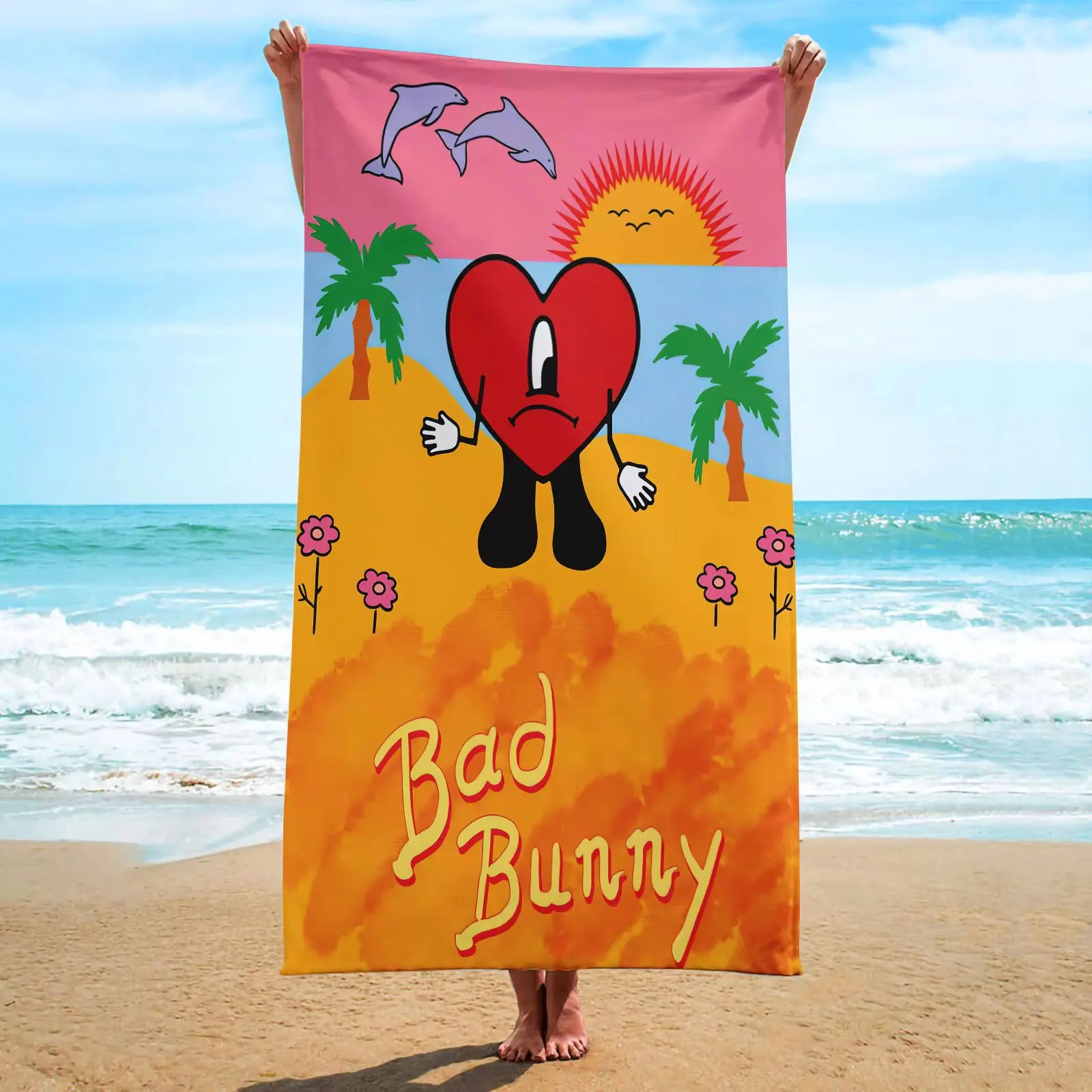 Индивидуальное пляжное полотенце из микрофибры для тренажерного зала bad bunny оптовая