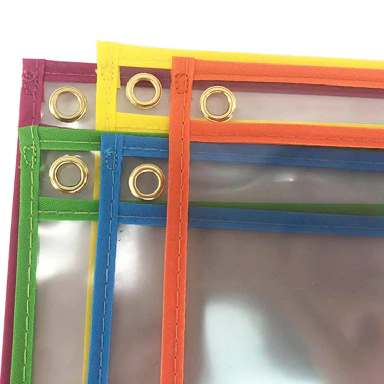 School Teaching Tool Reusable Dry erase pockets Dry Erase Sleeves colorful children writing pvc charts folder