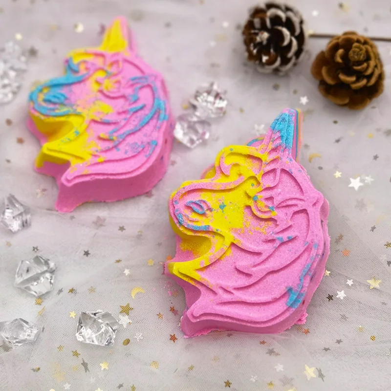 Wholesale Private Label Kids Fizzy Bubble  Heart Unicorn Rainbow Bath press for  unicorn nutellabathbombs  bath bomb