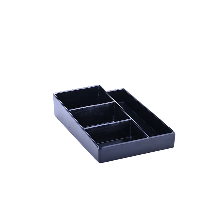 Hotel guest room tea bag and coffee holding box, Melamine black shinny sachet trays