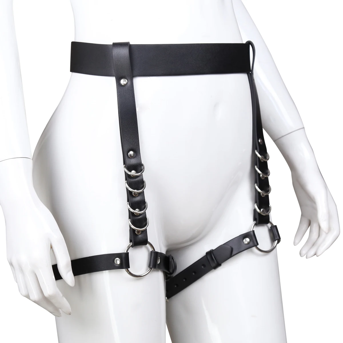 Punk Leather Lingerie Thigh Harness Leg Harness Black Body Waist Belts Rave Caged Garter Belts