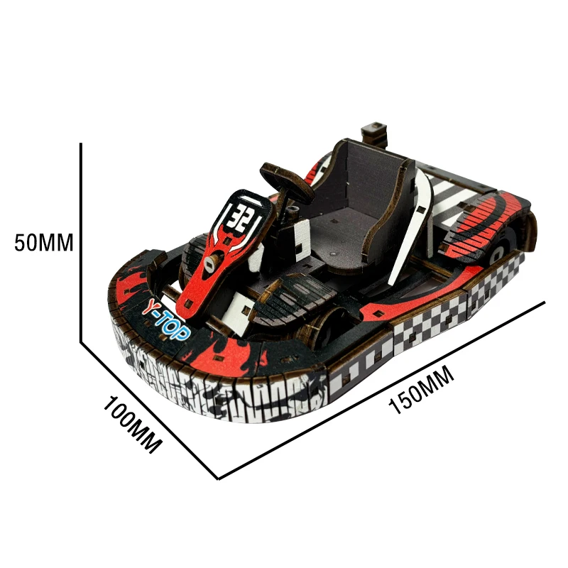 New Original Design Mini Go Kart Model Car Toys Wooden 3D Puzzle Colorful Cars Puzzles Educational Assembly Kits Racing Game