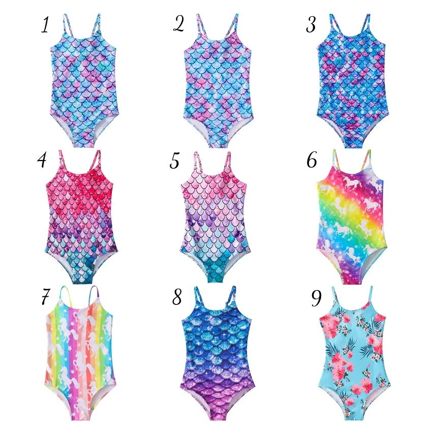 RTS 2023 Swimming Costume for Girls Mermaid Suspender Baby Swimming Suit One Piece 12 Year Old Girl Swimsuit