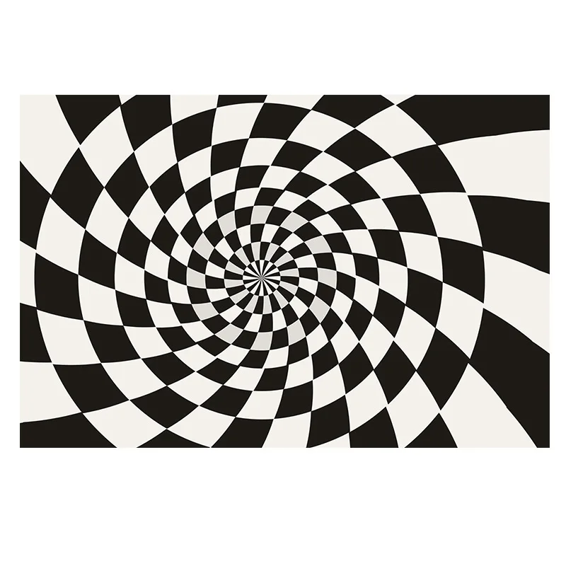 Square customize size illusion rug black and white geometric  kitchen carpet vortex trippy 3d for decoration living room door