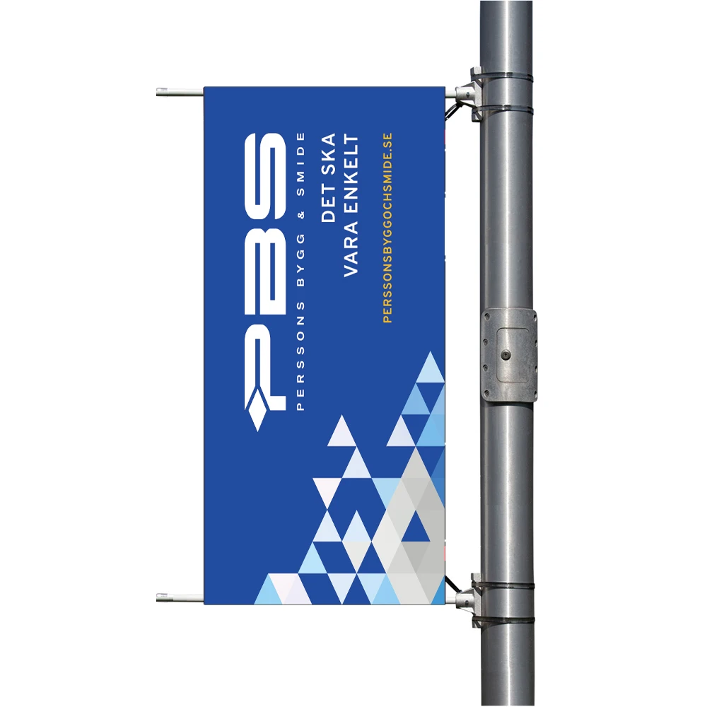 Уличный двухсторонний подвесной флаг с логотипом на заказ