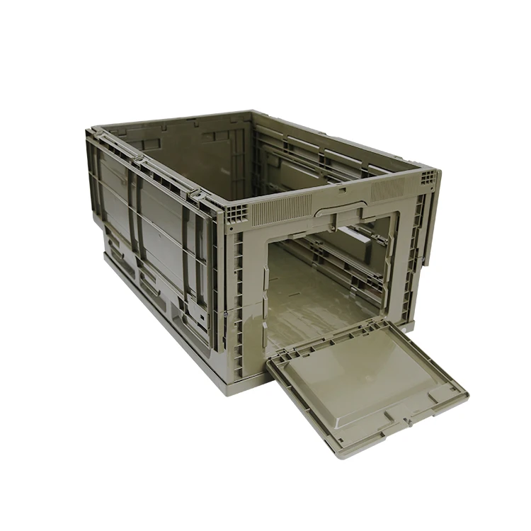 KingGear Outdoor 80L Plastic Camping Box Portable Collapsible Storage Bin Boxes With Wood Lid