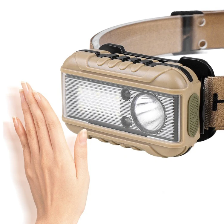 Multi-functional Type-C Charging LED Sensor Headlamp Red and Blue Warning Emergency Lamp with Clip