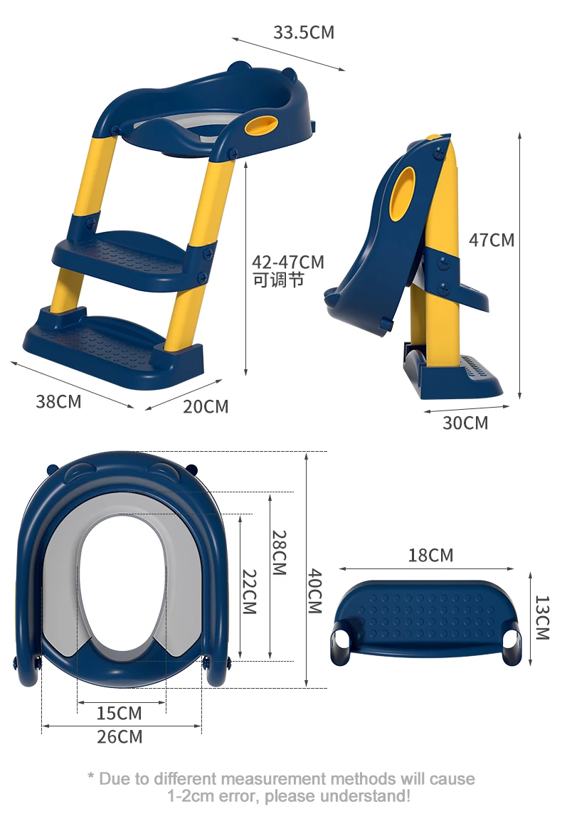 baby botty training toilet seat foldable with step stool ladder adjustable plastic travel potty chair PU PVC cushion for kids
