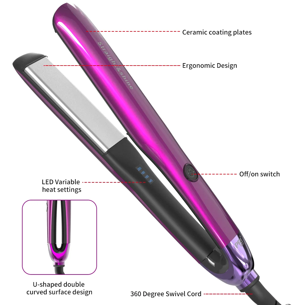 OEM Led Display Ceramic Coating Flat Iron Private Label Electric Hair Straightener
