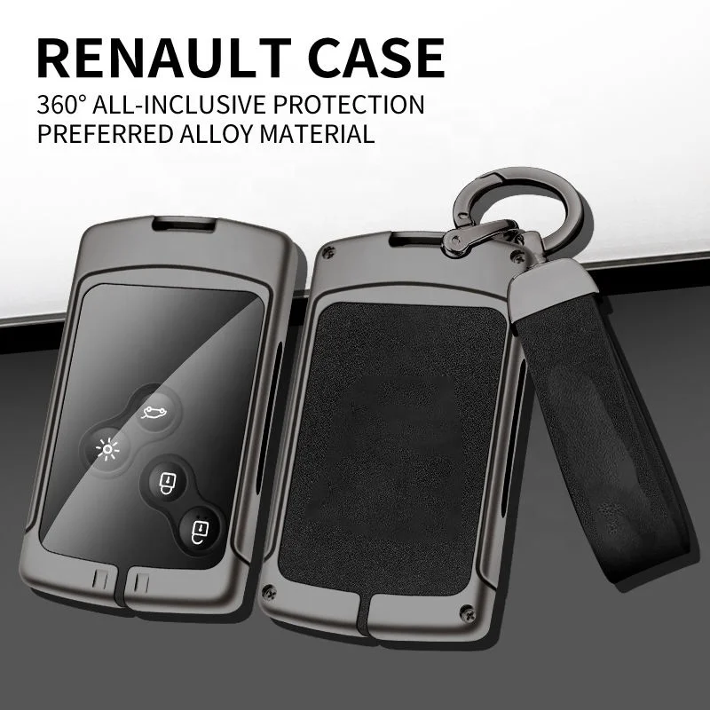 Best Key Case New Zinc Alloy Leather Key Cover For Renault Duster Captur Clio Logan Megane 1 2 3 Koleos Scenic Protector
