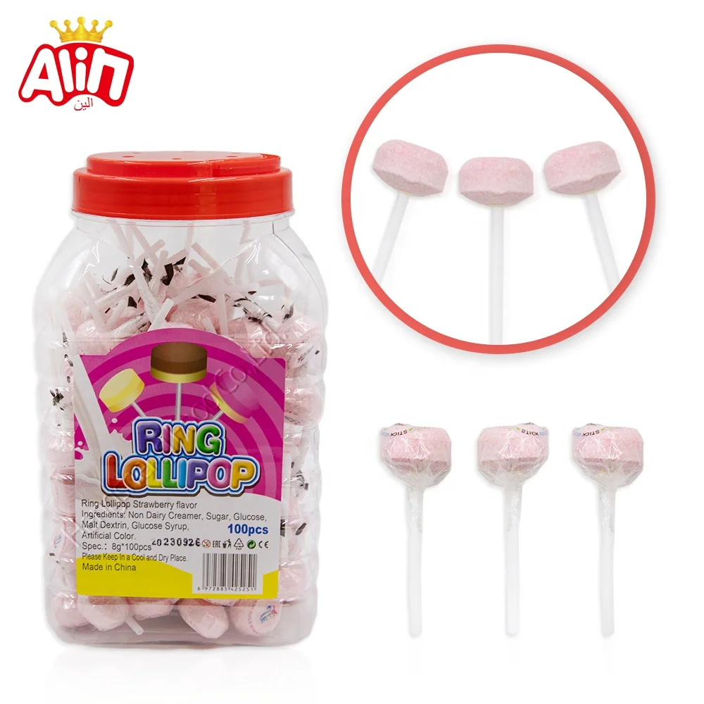 oem Wholesale Custom Private Label Strawberry milk ring pop candy