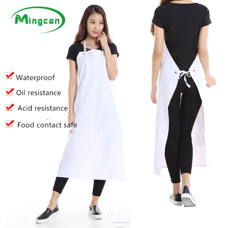 Heavy Duty Adult Woman Rubber White Reusable Butcher TPU Apron Waterproof
