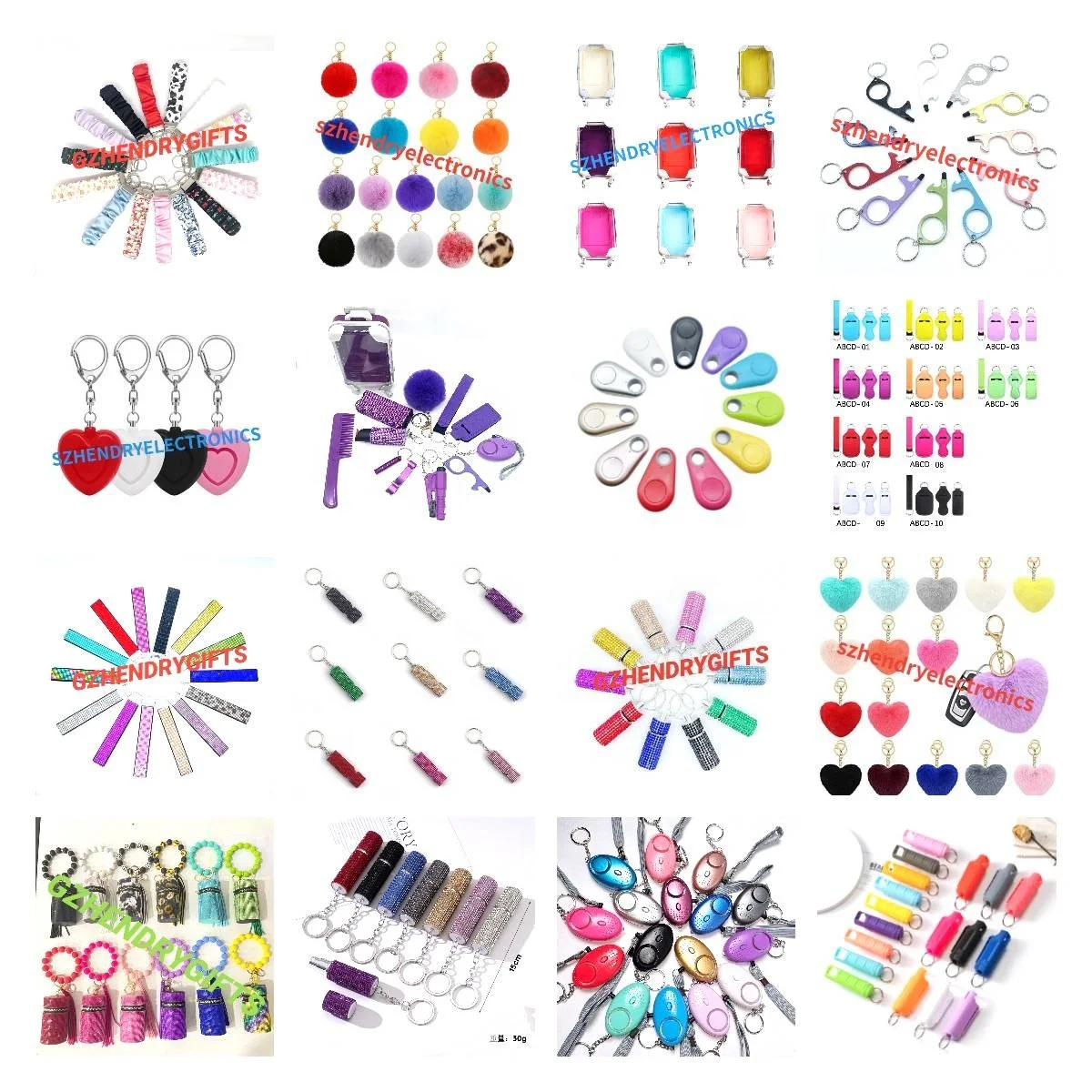 Supply Rhinestone Plastic Spray Bottle Products Bulk Women Safety Keychain Set Accessories Alloy Wholesale Self Defense keychain