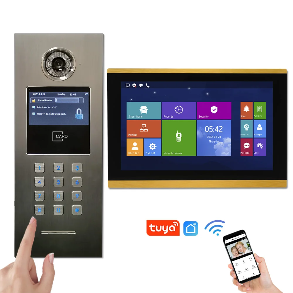 Tuya Smart IP TCP Video Door Phone Intercom System Works With Mobile Phone For Multi Apartments Building