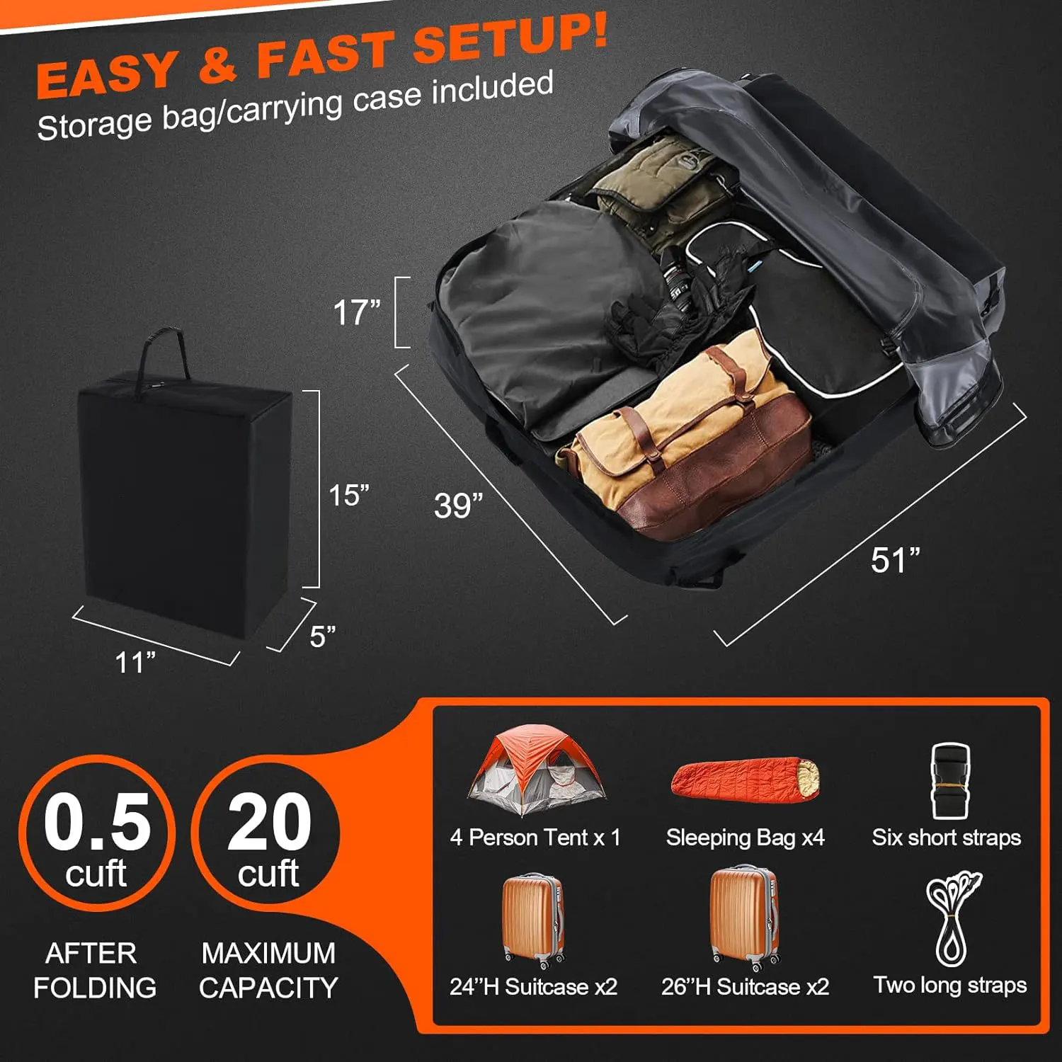 Factory Supply Anti Rust Rooftop Cargo Carrier Waterproof Bag Cap Extendable Roof Basket Storage Bag