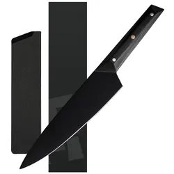 Premium 8 inch black titanium nitride non-reflective coating 7Cr17 MOV full tang chef knife with G10 CNC handle