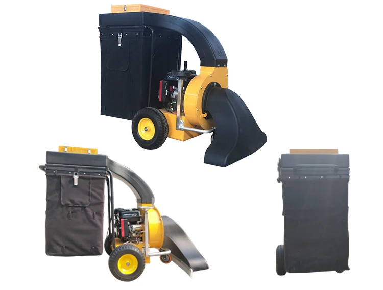 Clean Up Easy Petrol Walk Behind  Mobile  Vacuum Leaf Collector Chipper Machine for Lawn Garden Outdoor