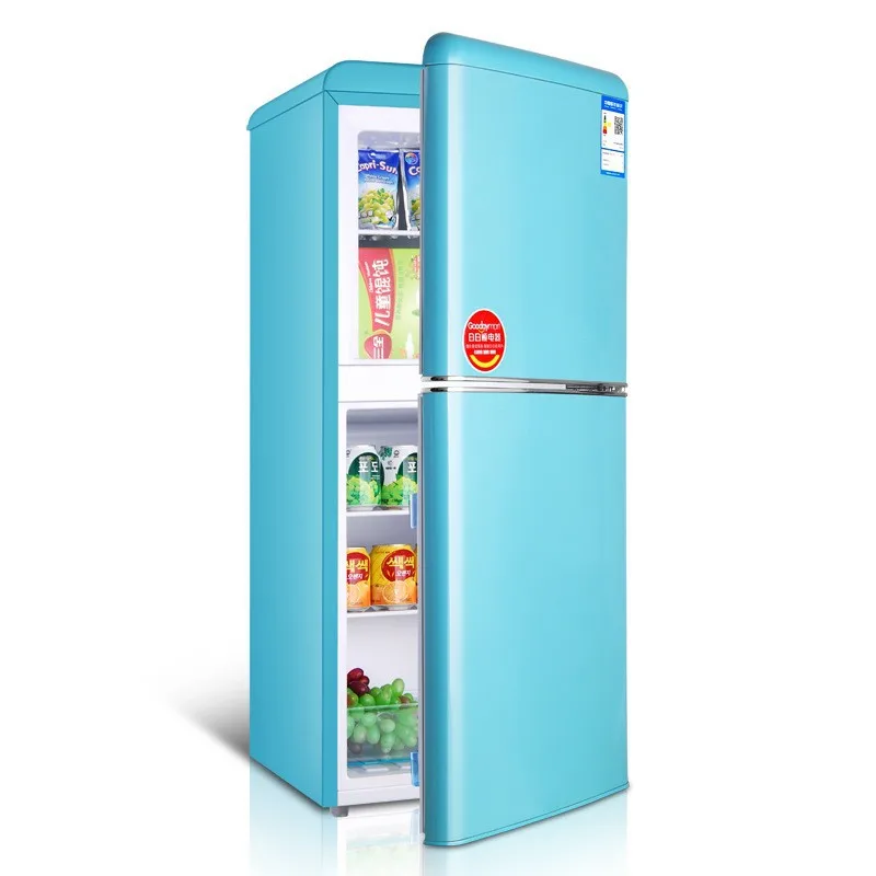 Vintage double-door refrigerator with handle for home use Multiple colors optional