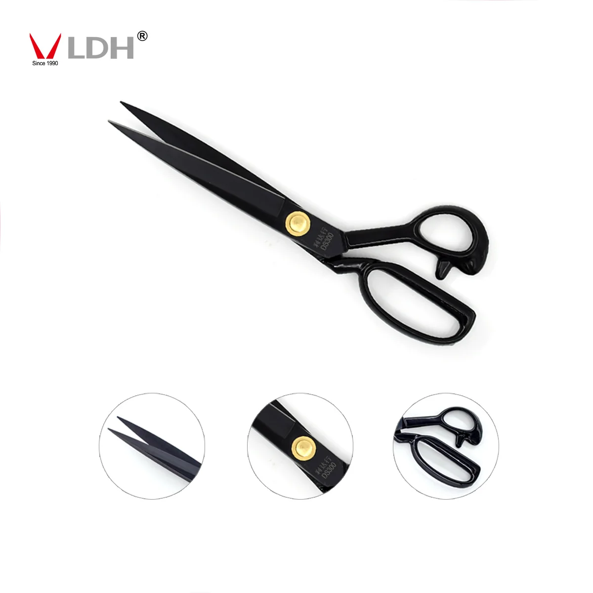 Wholesale 9 inch Carbon Steel Black Blade Super Cutting Tailor Scissors