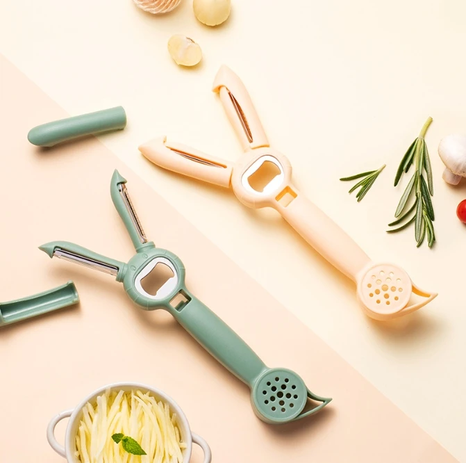 Hot Sales Multifunction Cartoon Rabbit Kitchen Tool Stainless Metal Bottle Opener for  Beverages Jars for Home Use