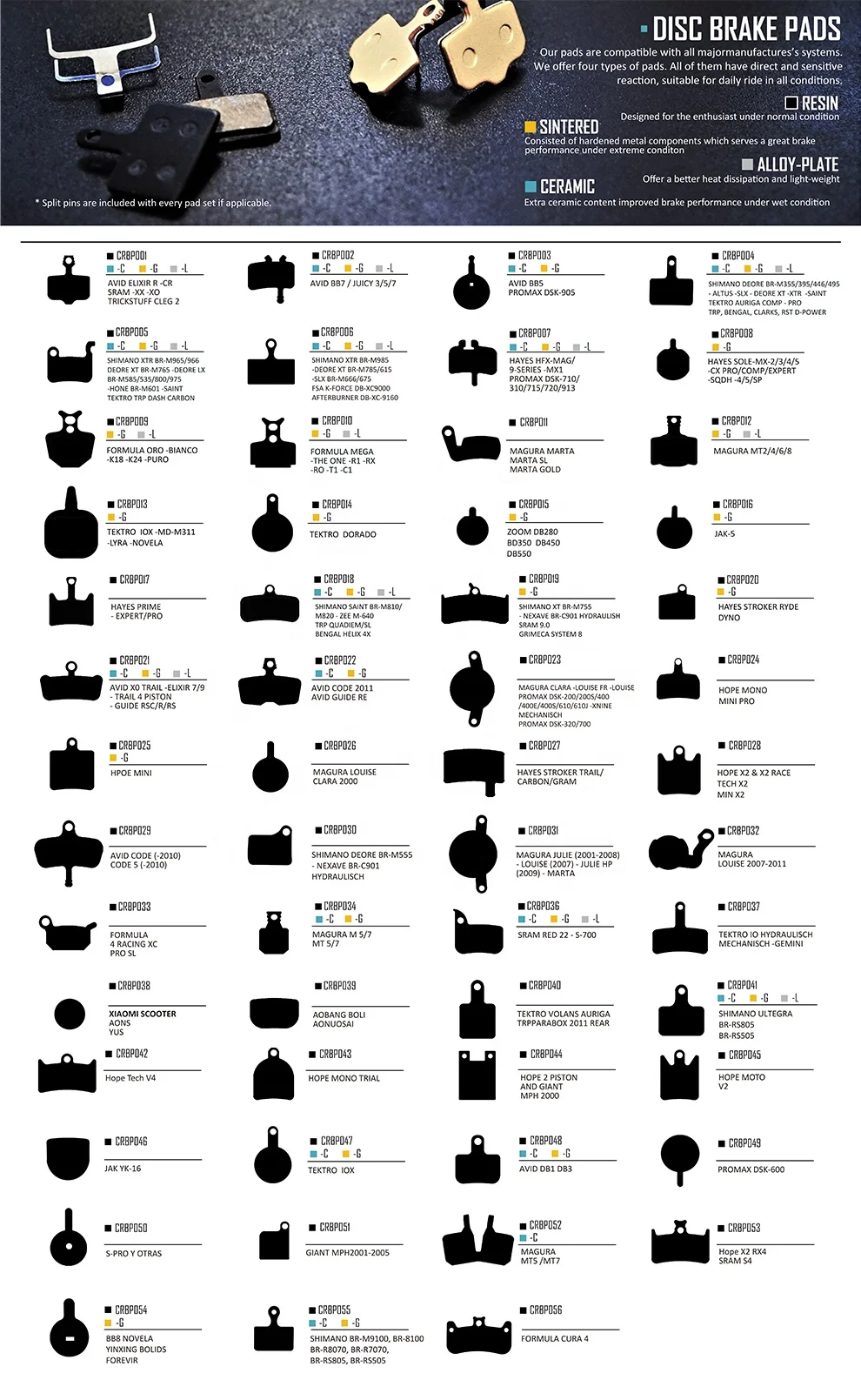 30prs Full Metal MTB Bike Disc Brake Pads Metallic for Shimano Avid Hayes Magura Formula Zoom Parts Cycling