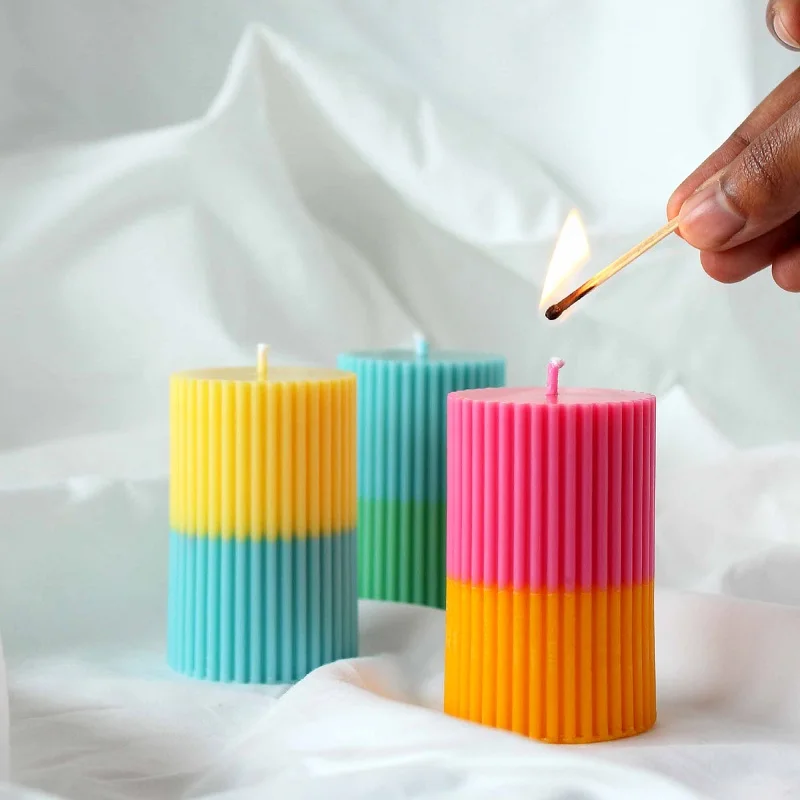 Factory Custom wholesale Aromatherapy Smokeless Candles Soy Wax Dinner Candle Household Color Pillar Scented Candles