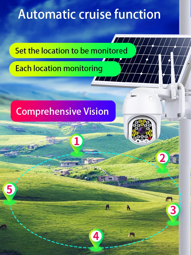 30W solar panel PTZ 4G HD camera 1080P Full-Day Video dome IP 360 degree cam Wireless  security battery outdoor Waterproof cctv