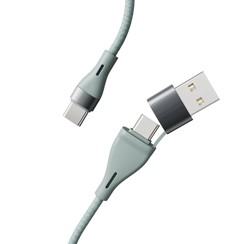 Wholesale SA80-2-c grey color 3A 1m  PD quick charger 2in1type c cable  USB charging cable portable  date cable