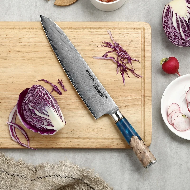 High Quality Resin Handle Damascus Knife Set Chef Cooking VG10 67Layers Japanese Kitchen Knife Sets Japan knife