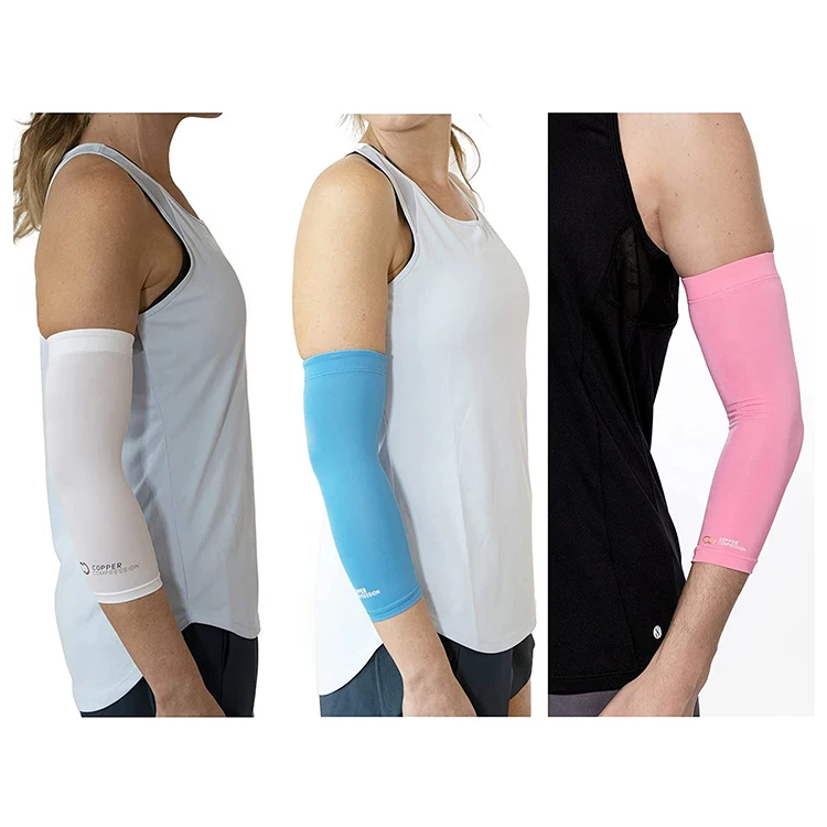 Wholesale Custom Logo Copper Neoprene Basketball Shooting Compression Arm Sleeves Nylon Elbow Brace for Gym Use Pain Relief