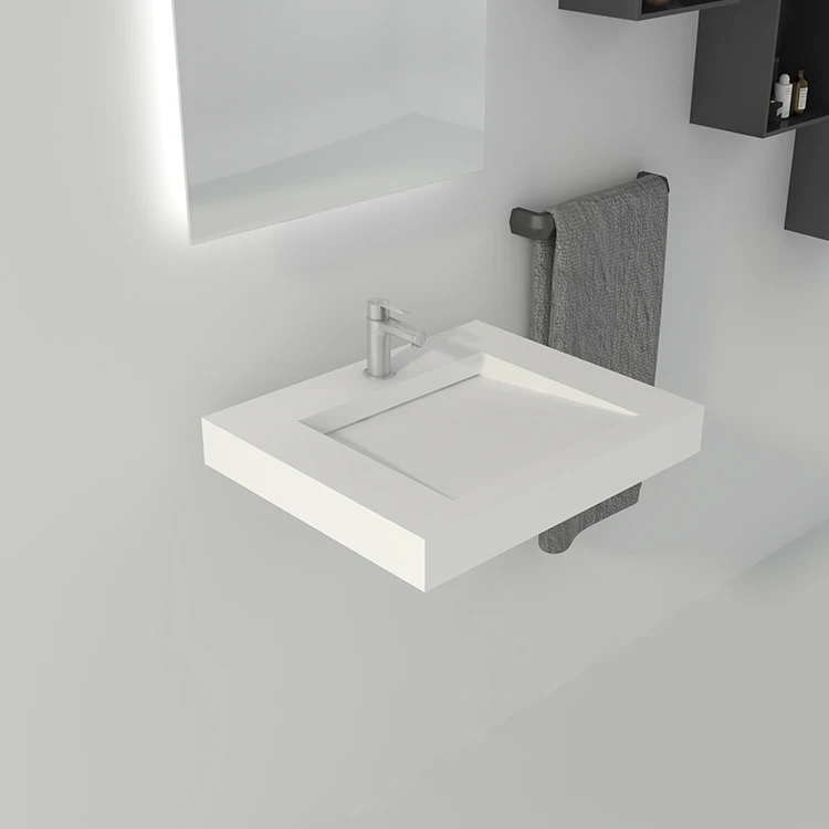 BS-8409 Bath Room Toilets Handmade Stone Mini Wash Hand Vanity Basin Wall Hang Sink