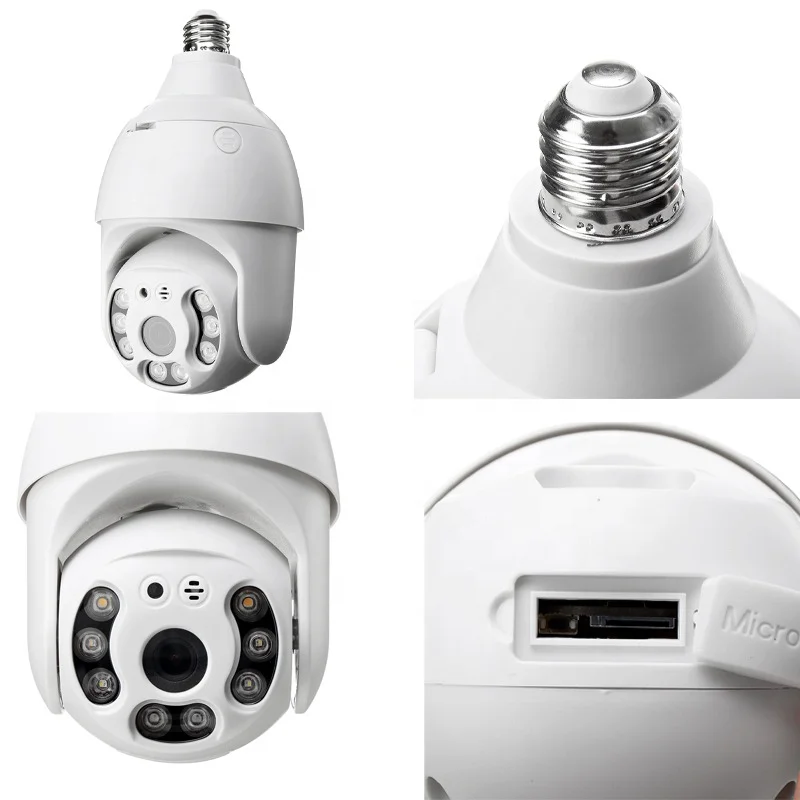 
Facroty Price 1080P 2MP/3MP Waterproof Pan Tilt CCTV Security Tuya Smart Lamp E27 Bulb Outdoor Camera 