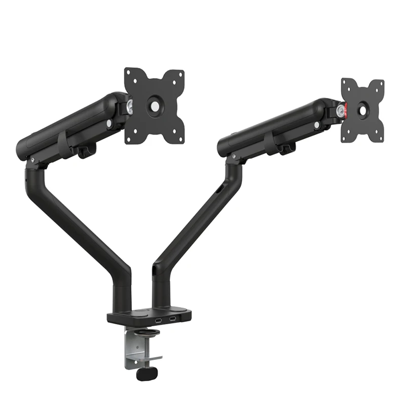 AUKI Monitor Arm Mount Height Adjustable Desk Stand Black Dual Monitor Stand Dual Arm Lcd Monitor  Mount