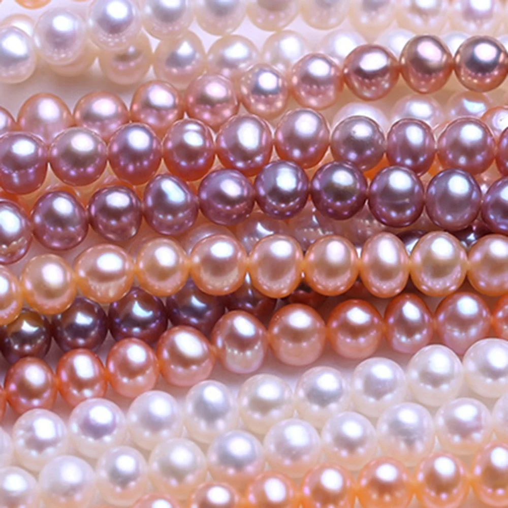 5-6mm  Near round 3A quality wholesale Freshwater Pearl strands cultured pearl strand