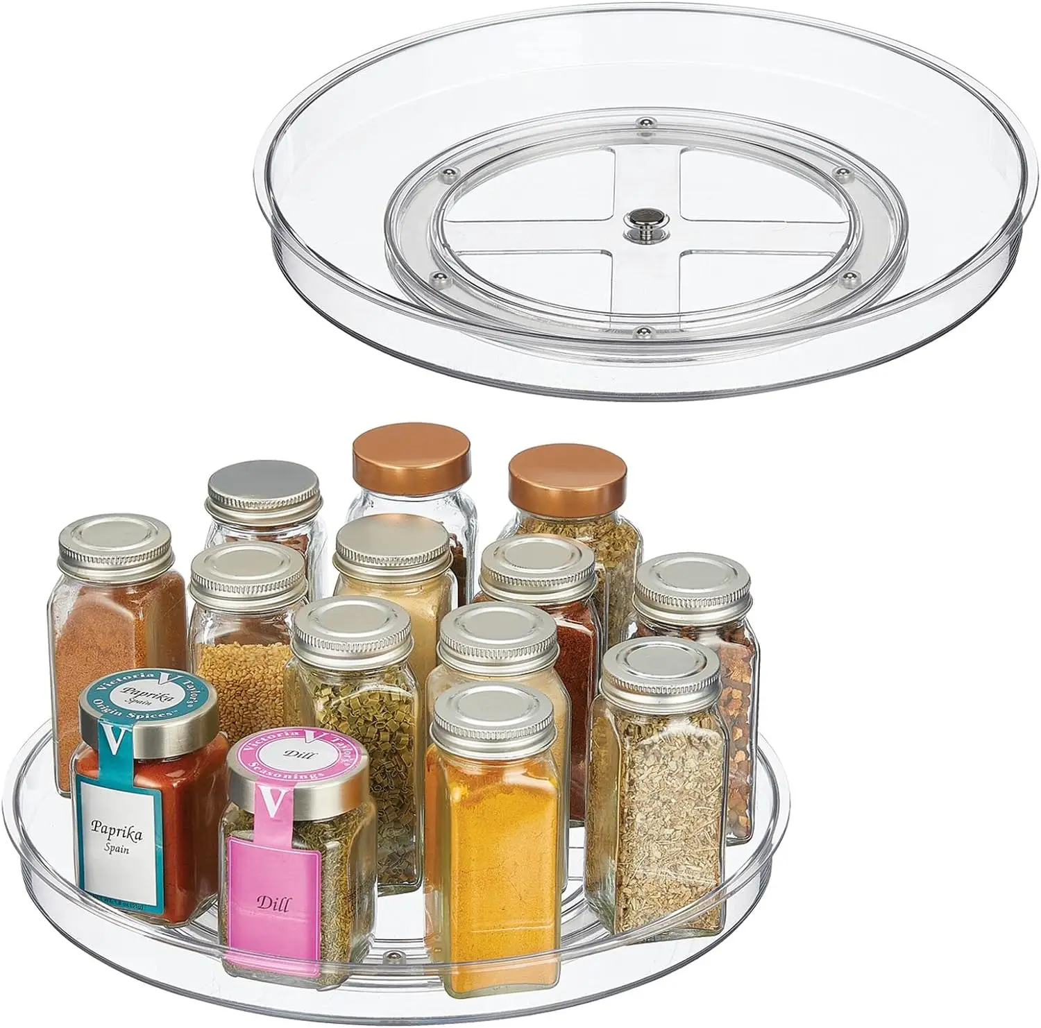 Round PET Plastic Lazy Susan Multifunction Turntable for Pantry Countertop Table Fridge Spice Rack Storage Container Bins