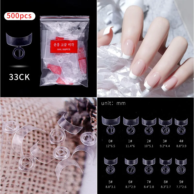 33 styles thin c curve half well natural tips half cover Nail art tips,false nail for finger toe