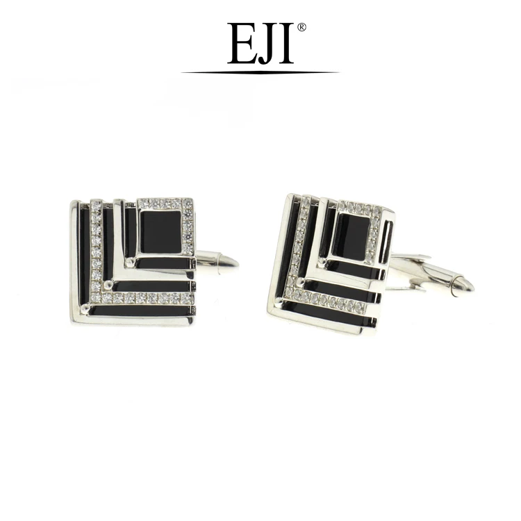 
Factory Price Wholesale Fashion New 18k Gold Black Agate Diamond Cufflinks 