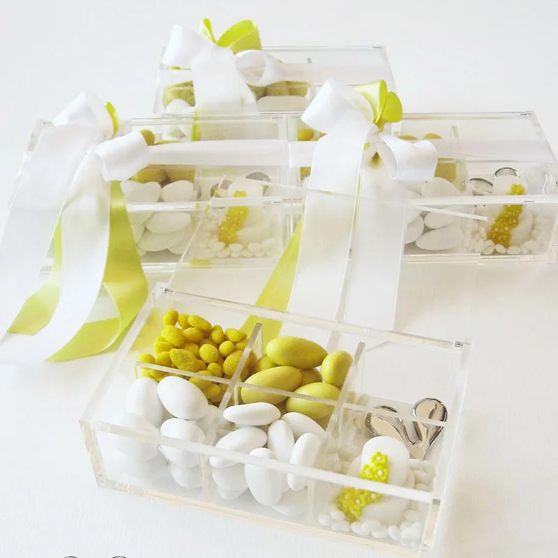 Fashionable Acrylic Flower Food Holder Box Custom Clear Lucite 6 Compartments Gift Favor Box For Wedding Party