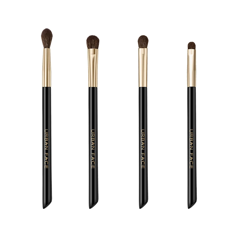 Haixin factory private label logo customized black eye makeup custom brushes, detailed shader 4 pcs eye makeup brushes set