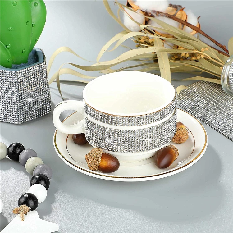 Glitter Bling 40*24 Round White Crystal Self Adhesive Flatback Rhinestone Sticker Sheet