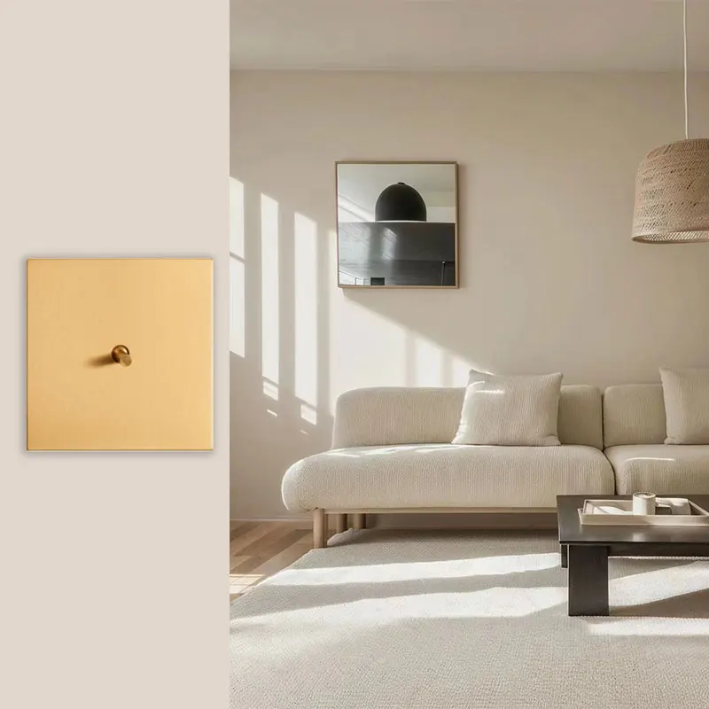 Niva stainless steel wall brass toggle light switch 2 gang 2 way UK standard luxury electric home socket 1 gang